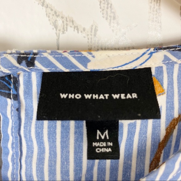 Who What Wear Pinstripe Pleated Ruffle Blouse M - Picture 11 of 12